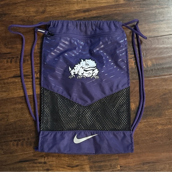 Nike TCU Purple Horned Frogs Drawstring Backpack College Bag - Picture 1 of 4